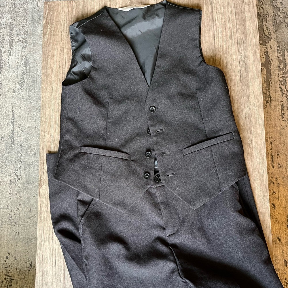 H&M Boys Classic Black Dress Vest and Pants Set